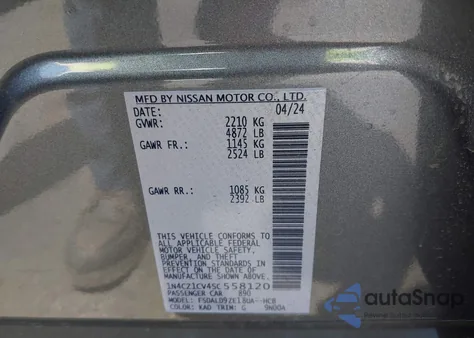 2025 Nissan Leaf Sv Plus from USA, damaged, VIN 1N4CZ1CV4SC558120